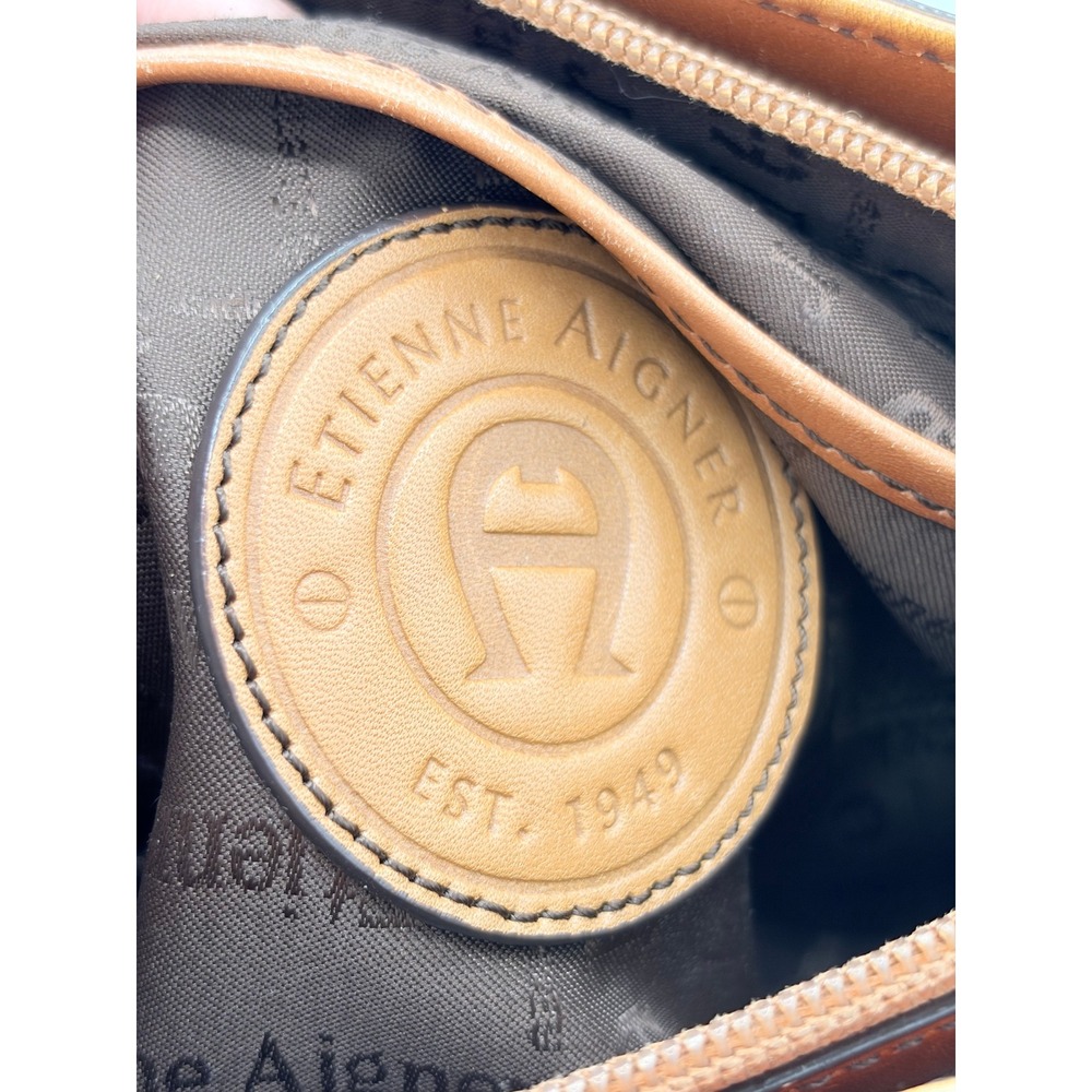 Etienne Aigner Vintage 90s Crossbody Purse Bag Small Classic Brown Leather Y2K - Picture 9 of 9